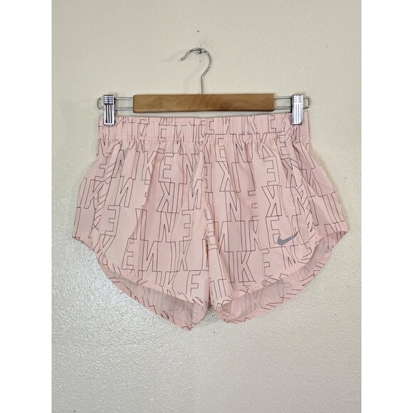 Nike Pants - Nike Pink Dri-Fit Tempo Runnimg Shorts Womens Size Small Spell out Logo